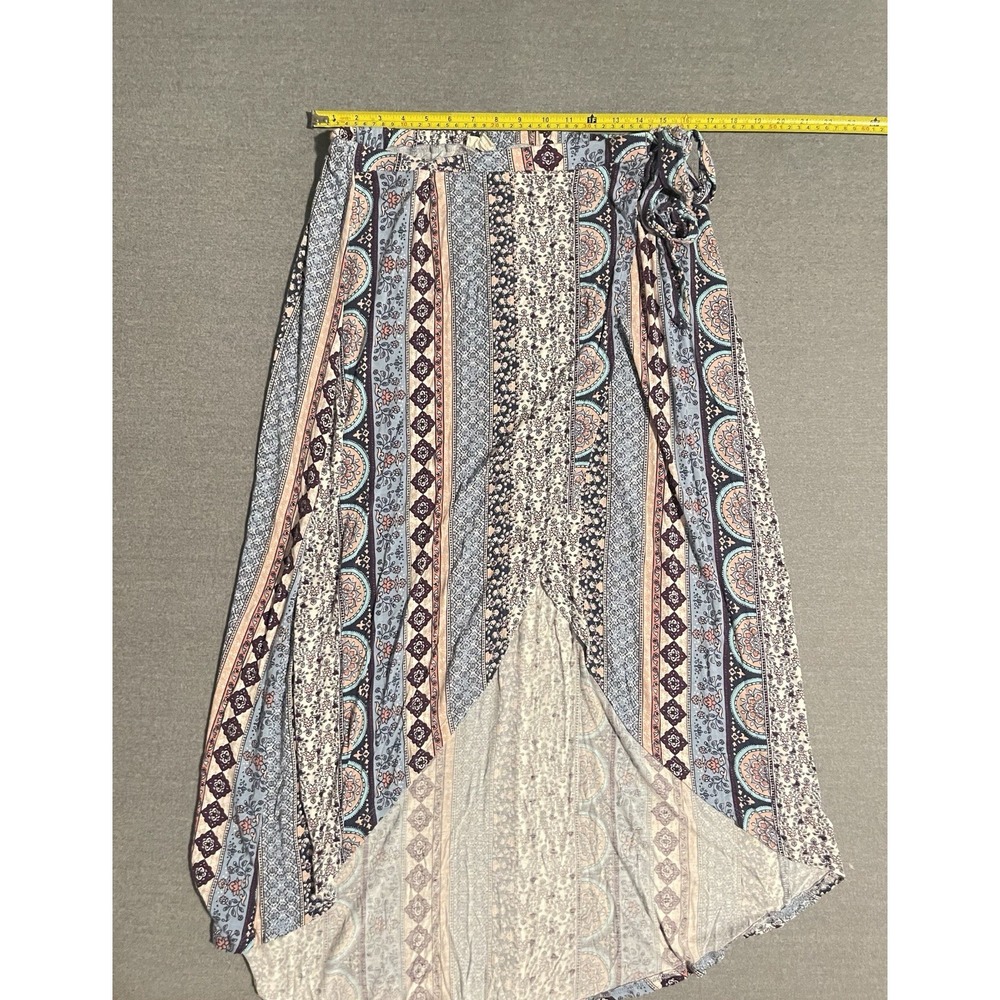 Boho Wrap Maxi Skirt XL High Low Floral‎ Paisley Festival Beach Vacation Skirt